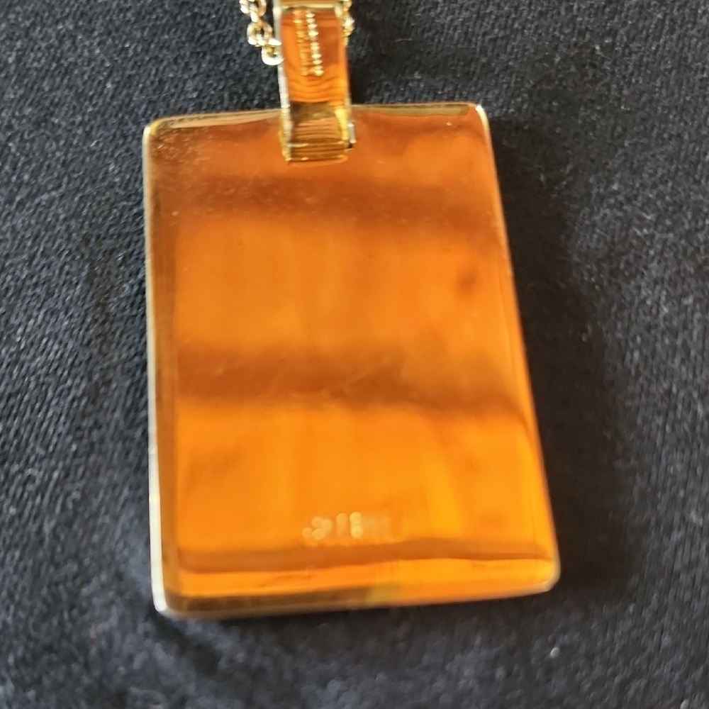 Gold Rectangular Pendant Necklace - image 2